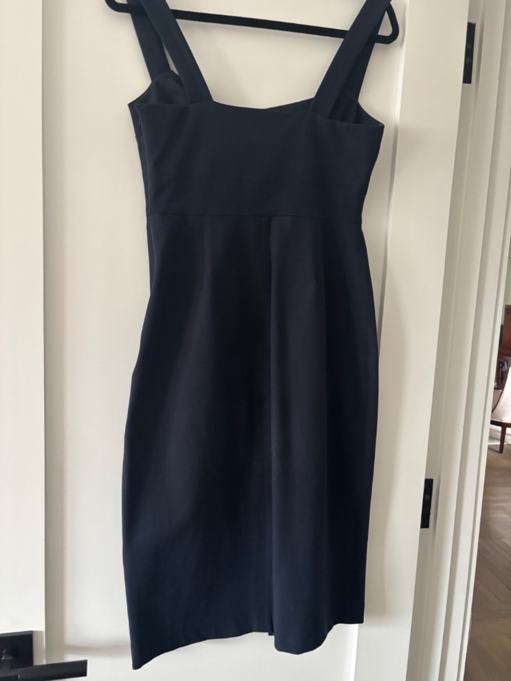 RACHEL COMEY Navy Structured Stretch Cotton Front Slit Midi Dress - Size 4 - Picture 6 of 10